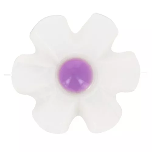 Perla flor de nácar de 12 mm - Blanca - Violeta x1