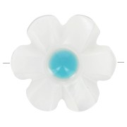 Perla flor de nácar de 12 mm - Blanca - Azul x1