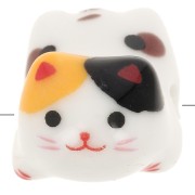 Perla gato cerámica 11x16 mm Blanco - Amarillo - Marrón x1