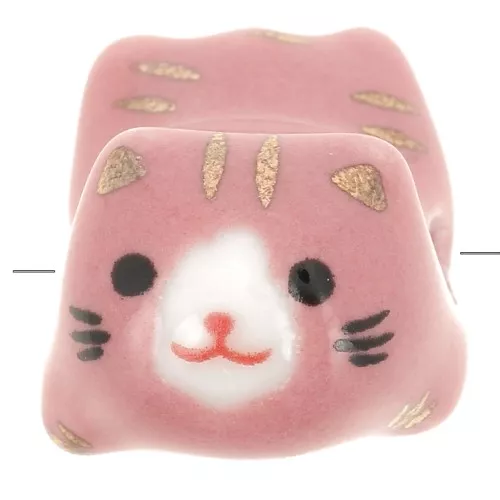 Perla gato cerámica 11x16 mm Rosa x1