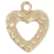 Colgante corazón hueco efecto cuerda 10x9 mm - Gold filled (oro laminado) x1