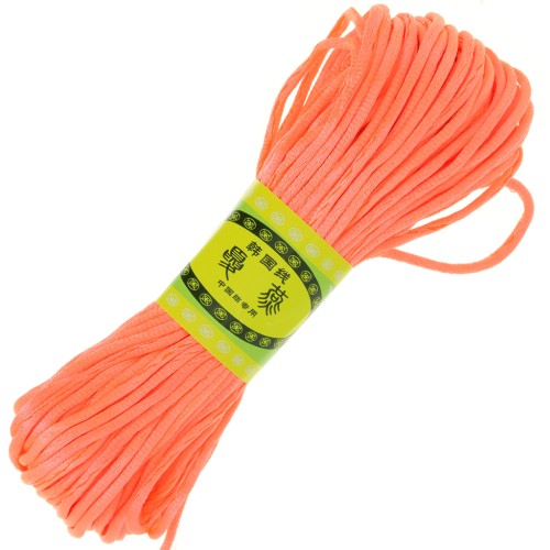 Cordón de cola de rata de poliéster 2 mm - Fluo Coral x20m
