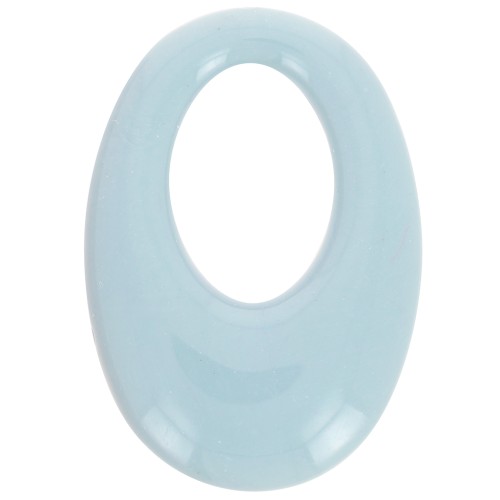 Colgante ovalado calado de resina opaca 33x23 mm - Azul Gris x1
