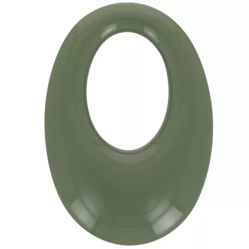 Colgante ovalado calado de resina opaca 33x23 mm - Verde oscuro x1