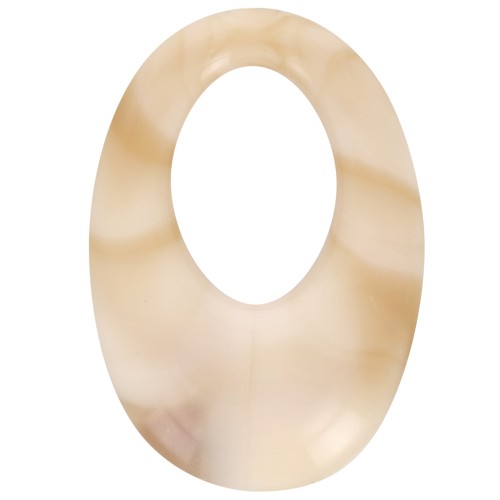 Colgante ovalado calado de resina opaca 33x23 mm - Beige jaspeado - marrón x1