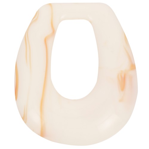 Colgante gota calado de resina opaca 28x25 mm - Mármol beige x1