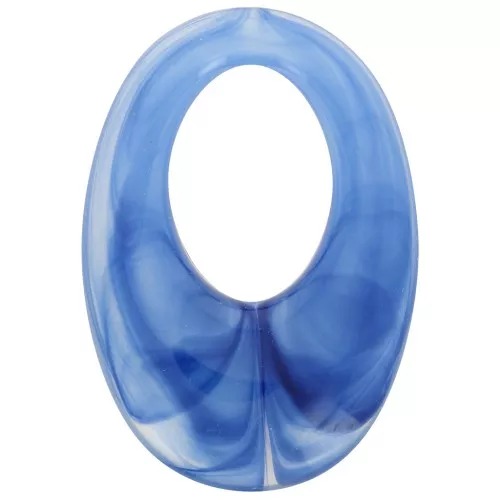 Colgante ovalado calado de resina opaca translúcida 33x23 mm - Mármol Azul Real x1