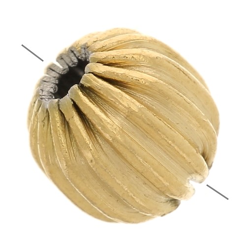 Cuenta redonda acanalada de 6 mm - Acero inoxidable Dorado 304 x1