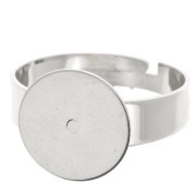 Anillo ajustable para cabujón redondo base plana 12 mm - Plateado x1|raw }}