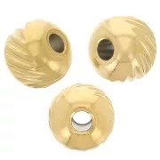 Cuentas redondas aplanadas de 5 mm - Acero inoxidable 316L dorado x5
