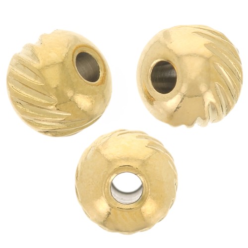 Cuentas redondas aplanadas de 5 mm - Acero inoxidable 316L dorado x5