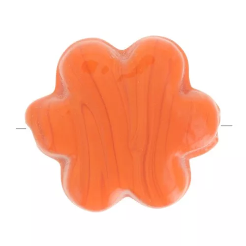 Cuenta flor de cristal 17 mm - Naranja jaspeado x1