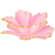 Colgante Flor Pétalo Doble 31mm con Adorno Acrílico Dorado - Rosa x1