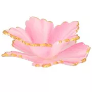 Colgante Flor Pétalo Doble 31mm con Adorno Acrílico Dorado - Rosa x1