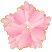 Colgante Flor Pétalo Doble 27 mm con Adorno Acrílico Dorado - Rosa x1