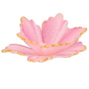 Colgante Flor Pétalo Doble 27 mm con Adorno Acrílico Dorado - Rosa x1