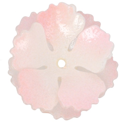 Colgante Flor 27 mm acrílica de doble pétalo - Rosa nacarado x1