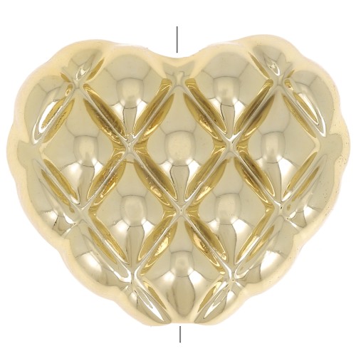 Cuenta corazón 17x20 mm efecto trenzado en acrílico metalizado CCB - Dorado x1