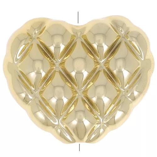 Cuenta corazón 17x20 mm efecto trenzado en acrílico metalizado CCB - Dorado x1