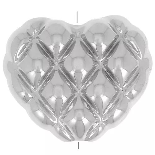Cuenta corazón 17x20 mm efecto trenzado en acrílico metalizado CCB - Plateado x1