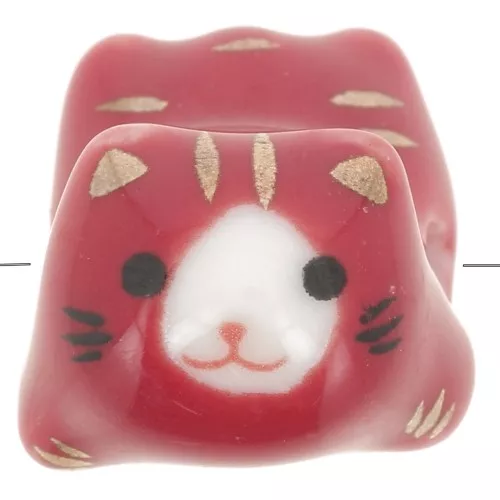 Perla gato cerámica 11x16 mm Rojo x1