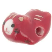 Perla gato cerámica 11x16 mm Rojo x1