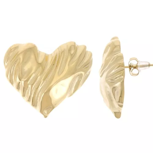 Pendientes corazón 29x33 mm - Acero inoxidable 304L dorado x2