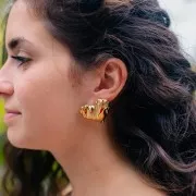 Pendientes corazón 29x33 mm - Acero inoxidable 304L dorado x2