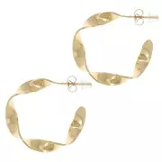 Pendientes de aro trenzadas 31 mm - Acero inoxidable 304L Dorado x2