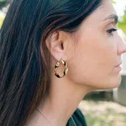 Pendientes de aro trenzadas 31 mm - Acero inoxidable 304L Dorado x2