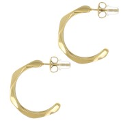 Pendientes de aro texturizados 23 mm - Acero inoxidable 304L Dorado x2