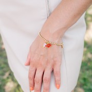 Pulsera eslabones bola 3mm - Acero inoxidable 304L Dorado x17cm