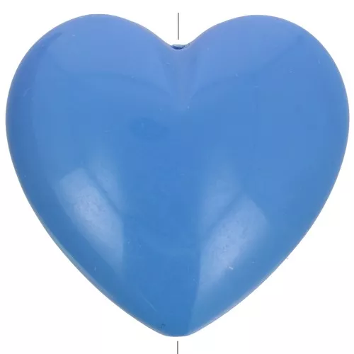 Cuenta corazón de resina opaca 26x27 mm - Azul x1