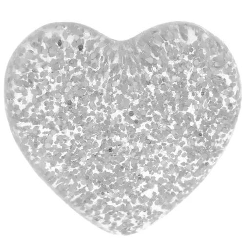Cabujón corazón de resina Transparente 14x16 mm - Brillo plateado x1