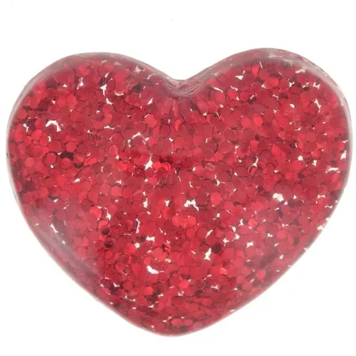 Cabujón corazón resina transparente 14x16 mm - Rojo purpurina x1