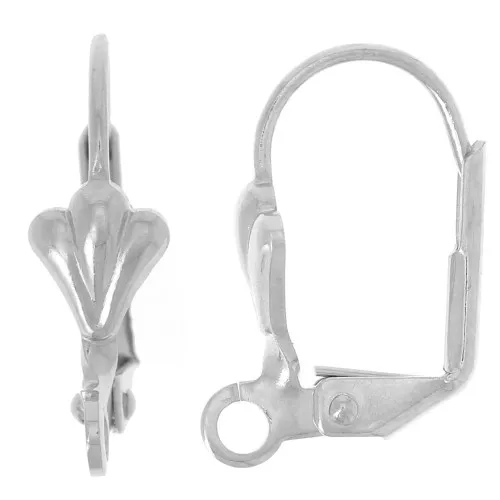 Ganchos pendientes flor de lis con anilla 16 mm Plateado x2