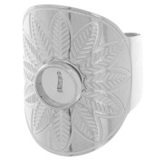 Anillo ancho étnico ajustable - cabujón de 6 mm - S. 52 a 58 - acero inoxidable 316L|raw }}