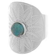 Anillo ancho étnico ajustable - cabujón de 6 mm - S. 52 a 58 - acero inoxidable 316L