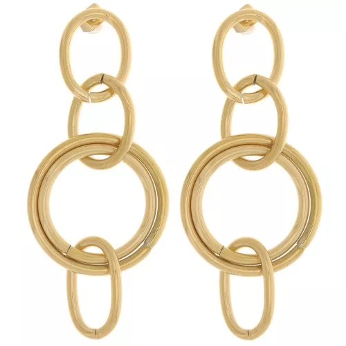 Pendientes colgantes multiaros 60x25 mm Acero inoxidable 304L, dorado x2