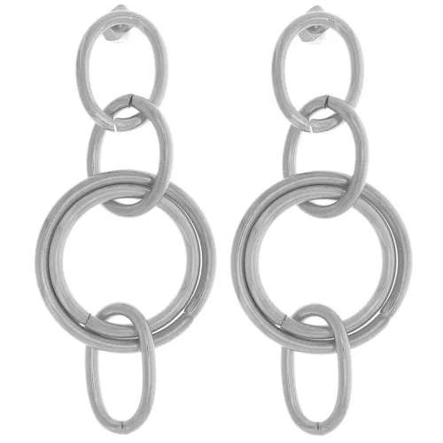 Pendientes colgantes de aro múltiple 60x25 mm Acero inoxidable 304L x2