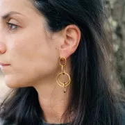 Pendientes colgantes de aro múltiple 60x25 mm Acero inoxidable 304L x2