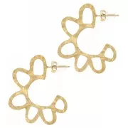 Pendientes de aro abierto martillado - 32 mm - Acero inoxidable 316L Dorado x2