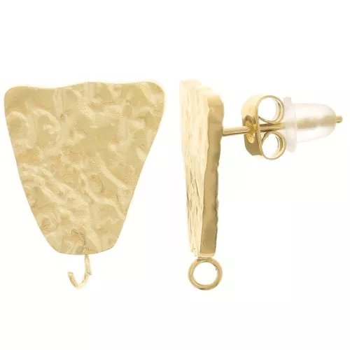 Ganchos pendientes trapezoidales martillados 17x13 mm - Acero inoxidable 316L dorado x2