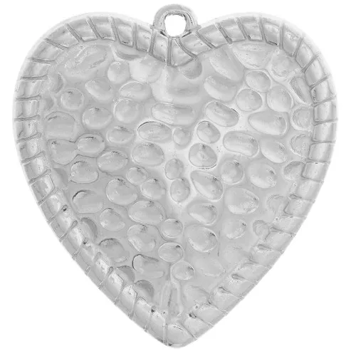 Colgantes corazón martillado redondeado 27x26 mm - acero inoxidable 304L x2