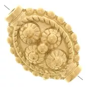 Cuenta étnica trabajada ovalada - 10x14 mm - Acero inoxidable 304L Dorado x1