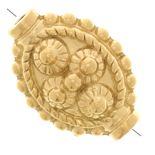 Cuenta étnica trabajada ovalada - 10x14 mm - Acero inoxidable 316L dorado x1