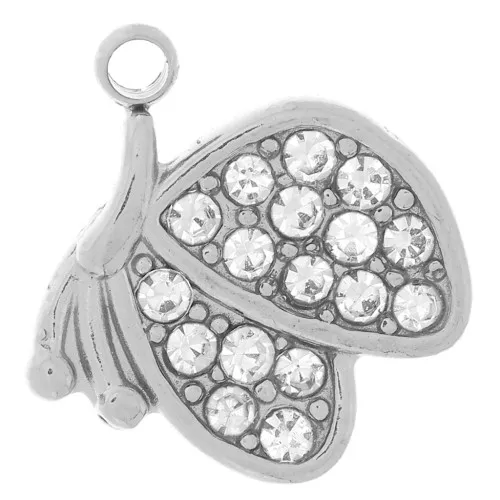 Colgante mariposa 9x10 mm - Óxidos de circonio - Acero inoxidable 304L x1
