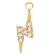 Dije de rayo 11x4 mm - Óxidos de circonio - Acero inoxidable 304L - Dorado x1