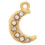 Colgante luna 10x6 mm - Óxidos de circonio - Acero inoxidable 304L - Dorado x1|raw }}