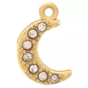 Colgante luna 10x6 mm - Óxidos de circonio - Acero inoxidable 304L - Dorado x1